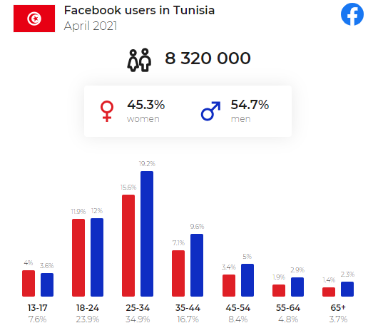 Facebook users in Tunisia